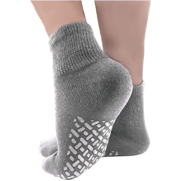 Debra Weitzner Non-Binding Loose Fit Sock - Non-Slip Diabetic Socks for Men and Women - Ankle 3Pk Grey