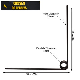 5Pcs 90° Deflection Torsion Spring Recessed Assortment Kit, 3 Circel-Wire Diameter 1.26mm-Outside Diameter (8mm)