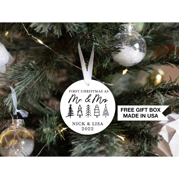Candles and Favors Personalized Couple Christmas Ornament | Our First
