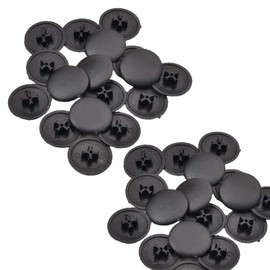 100 Pieces Plastic Round Cam Lock Fastener Cap Cabinet Furniture Connecting Cam Fitting Cap Cam Dowel Cap Cam Lock Nuts Cap Cam Lock Screw Cap Decorative Cross Head Caps, Outer Diameter 16.5mm, Black