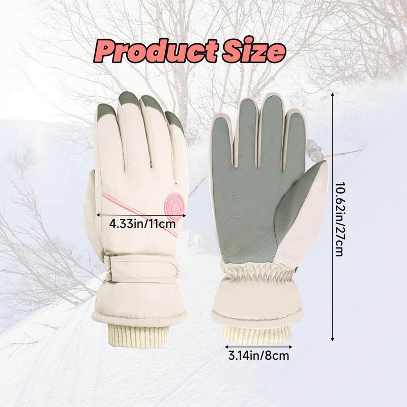 Feelorna Ski Gloves for Women, Winter Touchscreen Waterproof Warm Snow