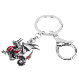 WEVENI Enamel Alloy Dainty Dragon Keychain Dinosaur Keyring Fashion Jewelry For Women Girls Bag Car Wallet Charms (Grey)