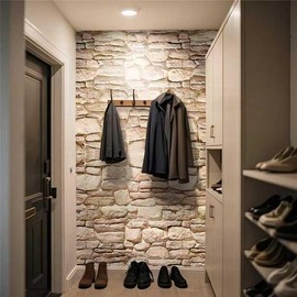 HXHM H Stone Wallpaper Peel and Stick 17.3" x 118.1" - Waterproof Removable Realistic 3D-Look Faux Stone Peel and Stick Wallpaper for Fireplace, Living Room, Bedroom, Home Décor