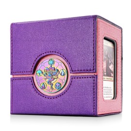Kabinka Commander Deck Box for MTG with Metal Emblem, Card Deck Box with Dice Tray, Holds 100 Double-Sleeved Cards for TCG/PTCG, Cards Storage Case with 35PT Magnetic Card Holder (Pink& Purple, Lotus)