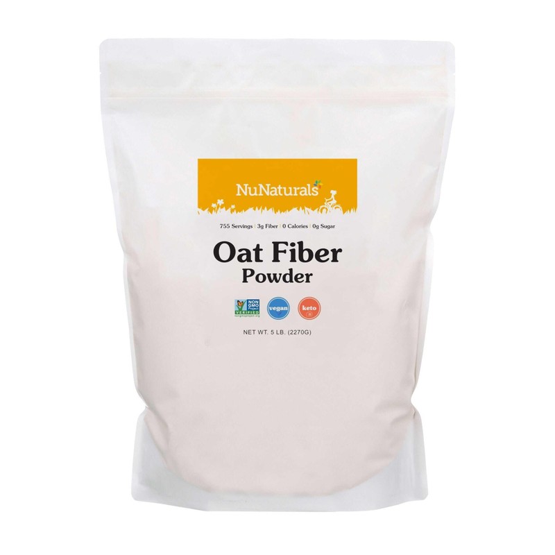 NuNaturals Oat Fiber Powder, All Natural Non-GMO, Supports Digestive Health,