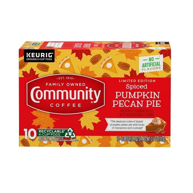 Community Coffee Spiced Pumpkin Pecan Pie Flavored 10 Count Coffee