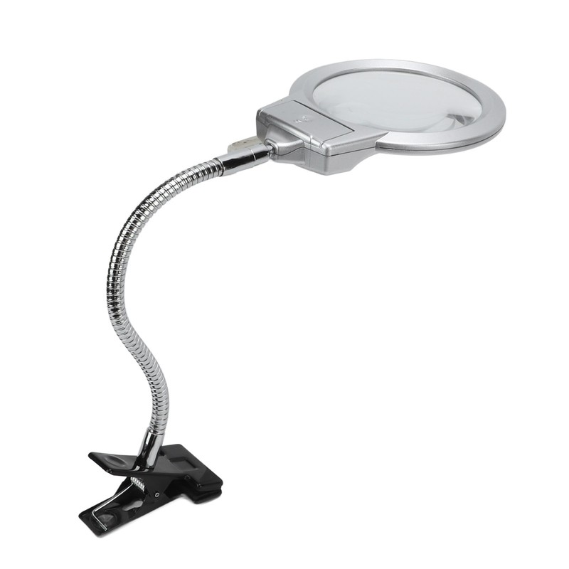 LED Illuminating Magnifier with Clamp Optical Lens Adjustment Hose Magnifying