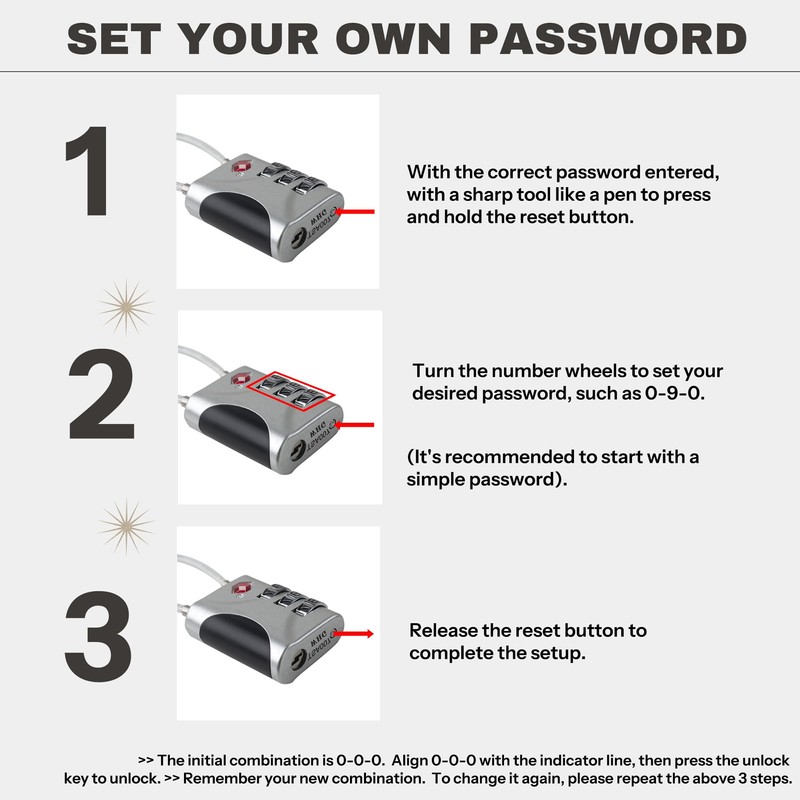 UP Security TSA Approved Luggage Locks - Small Combo Travel