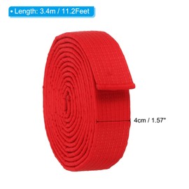 PATIKIL Taekwondo Colored Ranking Belt 1.6" x11.2Ft 3.4m, Cotton Martial Arts Judo Karate Belt for Coach Teaching Practice, Red