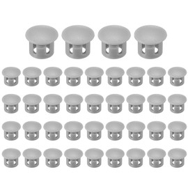 PATIKIL 8mm/5/16 Plastic Hole Plugs, 40 Pcs Flush Type Round Plug Snap in Locking Screw Hole Covers Insert End Caps for Furniture Cabinet Kitchen Door Shelves, Grey