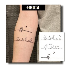 UBICA Tattoo, Semi-permanent Tattoos, 2 Sheets Fake Tattoo, Realistic Tattoos Non-Reflective, Waterproof For 1-2 Weeks, Line Cat Animal Tattoos 4x4.5in