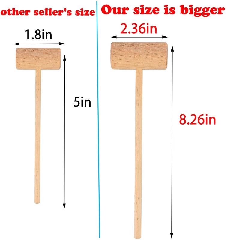 8.26" Wooden Crab Mallets Crab Hammers Lobster Seafood Crackers (16