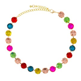 Crystal Rhinestone Choker Collar Necklace For Women Emerald Statement Piece Sparkly Colorful Crystal Neck Gold Chain Necklace