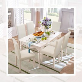 Fuloon 4 Pack Super Fit Stretch Removable Washable Short Dining Chair Protector Cover Seat Slipcover for Hotel,Dining Room,Ceremony,Banquet Wedding Party (Cream-Coloured)