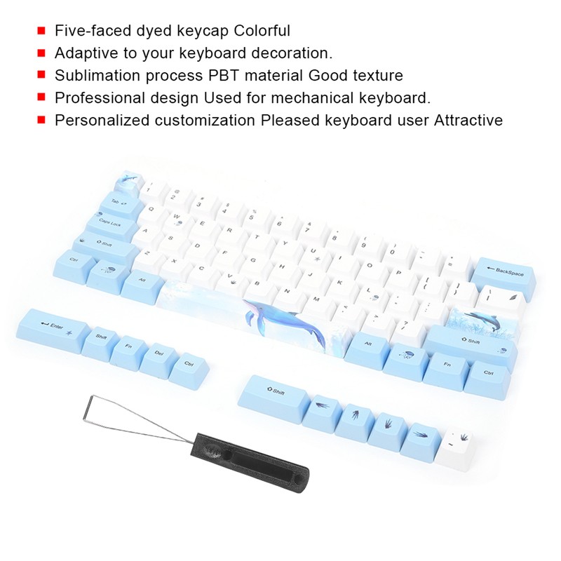 73PCs Sublimation Keycaps PBT Mechanical Keyboard Accessory PC Parts with