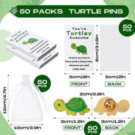 Juexica 50 Sets Employee Appreciation Gifts Bulk Positive Turtle Pins You're Awesome Inspirational Notecard Thank You Gift for Coworker Staff Volunteer Teacher Students Pocket Favor