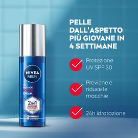 NIVEA MEN Luminous630 Anti-Age Power Cream 2in1 SPF30 50 ml, Crema viso uomo antirughe e antimacchie, Crema viso Acido Ialuronico e Thiamidol brevettato, Skincare uomo quotidiana con SPF 30