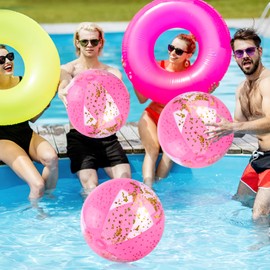 16 Inch Inflatable Beach Balls, 3 Pack Glitter Beach Balls Pool Toys with Confetti Sparkling Balls for Kids Toddlers Adults Summer Pool Party Favors