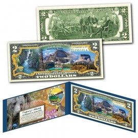 Merrick Mint Glacier National Park Montana Uncirculated Two Dollar Bill Special Edition Collectible Display Holder and Certificate