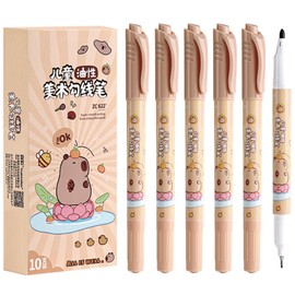 MOZXIRZ 10 Pcs Cute Capybara Black Drawing Pens Dual Tip Art Pens Fineliner Ink Pen Waterproof Markers Pen for Kids Girls Boys Women Sketching Craft Art Supplies (Capybara)