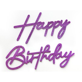 Letrero de feliz cumpleaños morado para telón de fondo, letras de feliz, color morado con purpurina, para decoración de cumpleaños, fiesta de cumpleaños, baby shower
