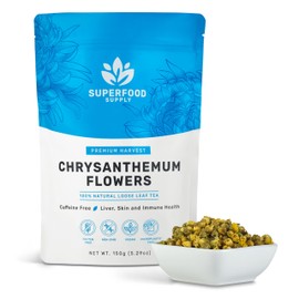 Superfood Supply - Chrysanthemum Tea - 5.29oz/150g, Bulk Loose Leaf Flowers, Premium Buds, Tai Ju Herbal Tea, Caffeine Free, Natural Liver and Immune Support