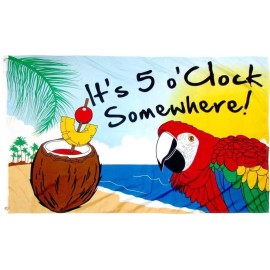 Unbranded IT'S 5 O'CLOCK SOMEWHERE FLAG BEACH DRINK 2 GROMMETS 2x3 Flag