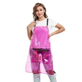 MIKI WELL Barber Hair Stylist Apron For Beauty Salon Waterproof with Adjustable Chains Work Clothes 22.8”W x 28.7”L (Pink)