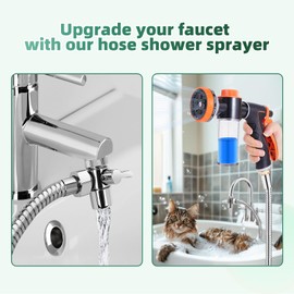 Dog Washing Hose Attachment with Dog Towels for Drying Dogs Large, Pup Dog Wash Sprayer for Tub Faucet Attachment, Faucet Sprayer Attachment with Shower Hose, Indoor Dog Washing Shower Attachment
