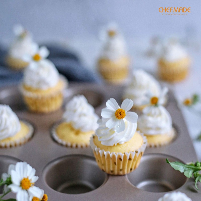 CHEFMADE Mini Muffin Pan, 12-Cavity Non-Stick Mini Cupcake Pan Bakeware