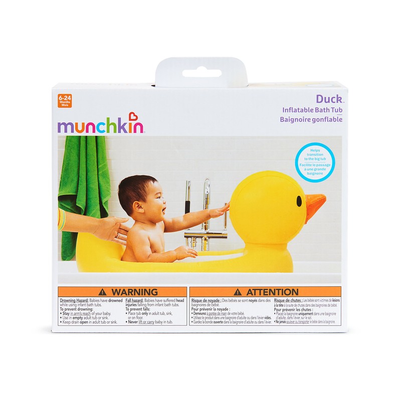 Munchkin Duck Inflatable Baby Bathtub for Babies 6-24 Months, White