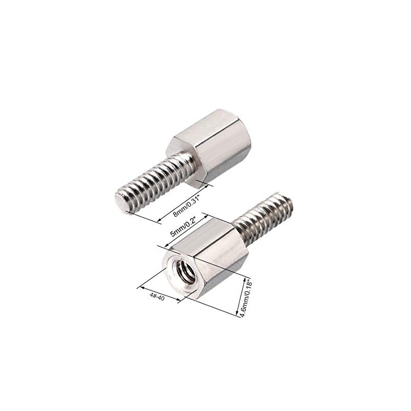 sourcing map 4#-40 5+8mm F/M Brass Hex Standoff Spacer Screws