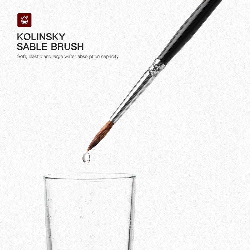 Kolinsky Sable Miniature Watercolor Brushes, Fuumuui 5pcs Professional Small Detail