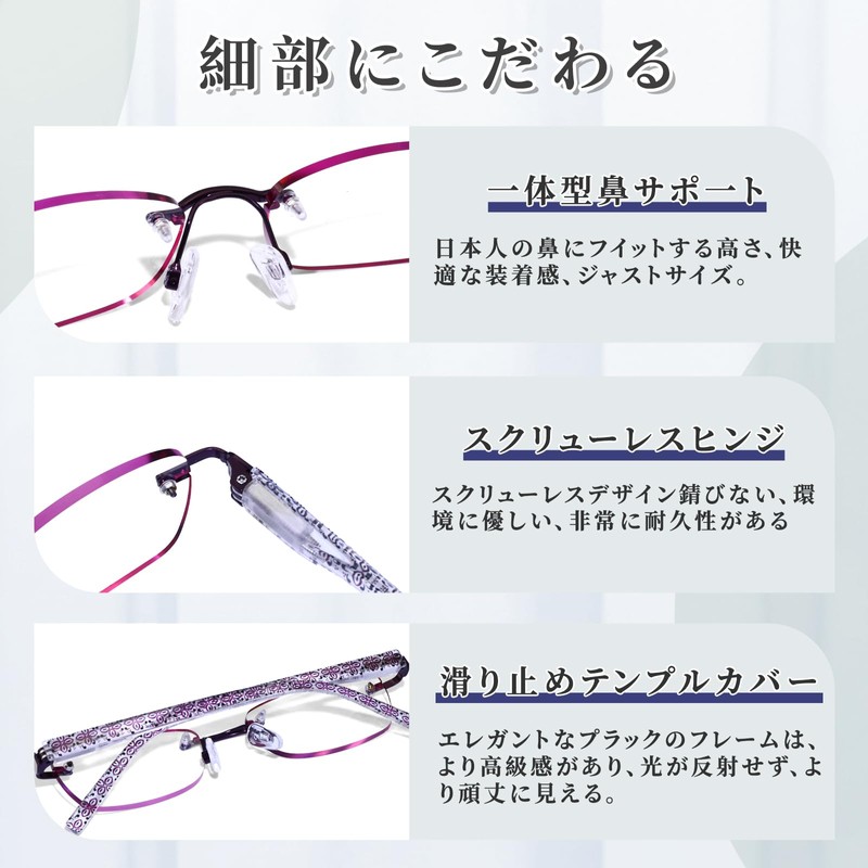 ESAVIA Magnifying Glasses, 1.0-3.5x, Ultra Lightweight, Blue Light Cut, Rimless