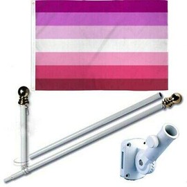 Lesbian 2 x 3 FT Flag w/ 6-Ft Spinning Flag Pole + Bracket (Tangle Free)