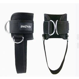 Ankle Strap for Cable Machine - Heavy Duty Adjustable Ankle Cuff with 4 D-Rings & Foot Strap for Glute Kickbacks, Leg Curls, Hip Abductions | Padded Neoprene & Nylon Webbing for Women/Men Gym