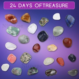 Advent Calendar 2024 Rocks, Christmas Advent Calendar 2024, Crystal Advent Calendar, 24 Days Natural Crystal Agate Stone, Christmas Xmas Gifts 2025 (Purple)