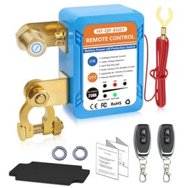 250A Kill Switch for Car, 12V/24V Remote Battery Disconnect Switch Automatic Power Shut/Cut Off Protection Switch Smart Voltage Protection Remote Control Switch Anti Theft for RV ATV Truck Boat