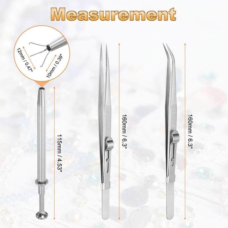 sourcing map 3pcs Diamond Tweezer Holder Pick Up Tool Set