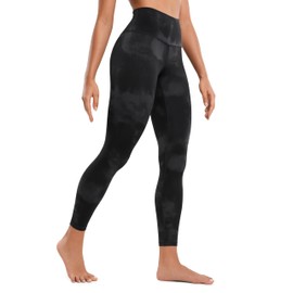 CRZ YOGA Butterluxe High Waisted Lounge Legging 25" - Buttery Soft Workout Yoga Pants for Women Black Tie Dye Flowers Large