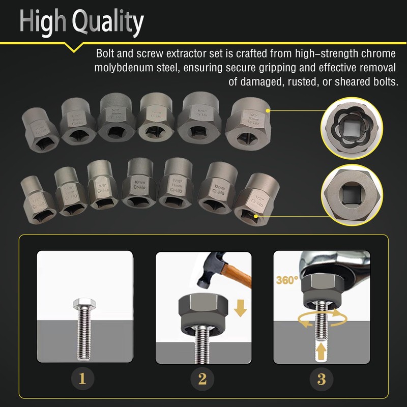 JEUCLEL 40PCS Bolt Screw Extractor Set, Easy Out Bolt Remover