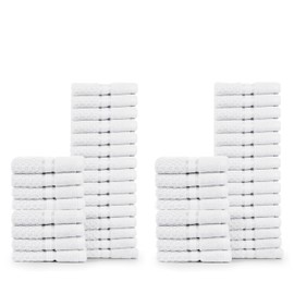 Ample Decor 100% Cotton Washcloths Set of 50 - Highly Absorbent, Popcorn Textured - Mulaayam Collection - White 12 X 12 Inch