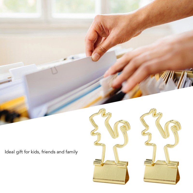 100 Pcs Binder Clips Gold Animal Shape Strong Clamping Force
