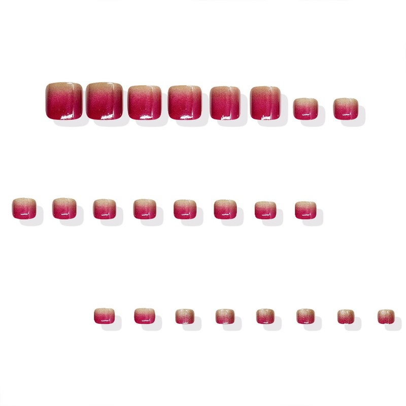 Tyuimhx Red Gradient Press on Toenails Square Fake Toe Nails