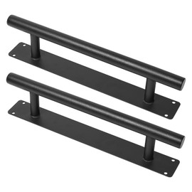 Purife 12'' Iron Interior Sliding Door Pull Handles Black Matte Pack of 2, Outdoor Gate Handles for Garage, Fence, Shed, Farm, Barn Door, Furniture Closet Drawer Pulls