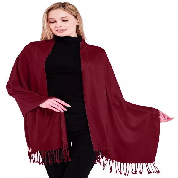 CJ Apparel Maroon Solid Color Design Shawl Seconds Scarf Wrap