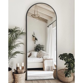 Suidia Arched Full Length Mirror, 58"x18" Floor Mirror Freestanding, Floor Standing Full Body Mirror with Stand for Bedroom, Hanging Mounted for Living Room Cloakroom, Black