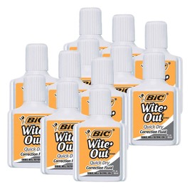 BIC Wite-Out Quick Dry Correction Fluid, White, Pack of 12 (BICWOFQD12WHI-12)