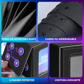 MTG Deck Box con Escaparate Commander,Caja de Almacenamiento para Tarjetas Coleccionables con Capacidad de Doble Funda Adecuadas Para Tcg con 2 Divisores,1 Cargador Superior (Negro)