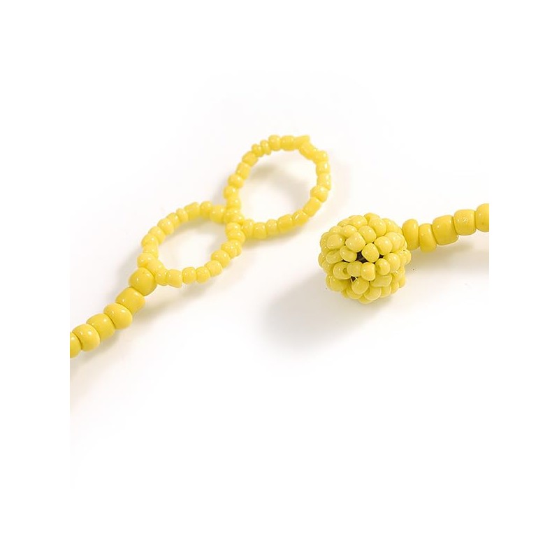 Avalaya Statement Glass Bead Bib Style/Fringe Necklace In Yellow/Transparent Colours